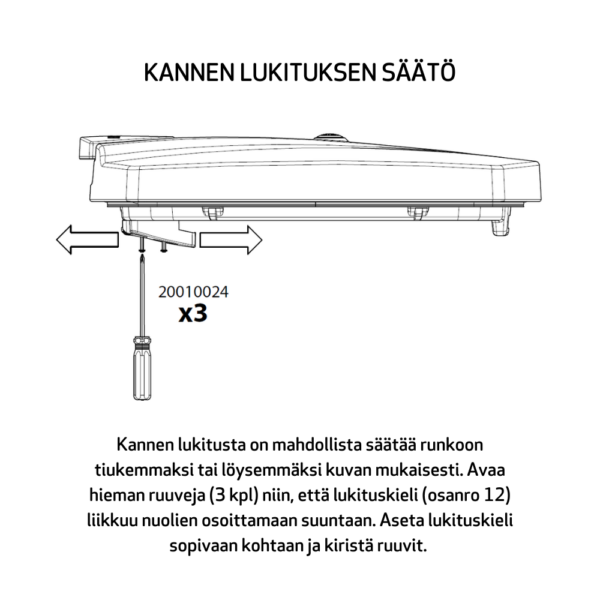 Kannnen lukituksen säätö